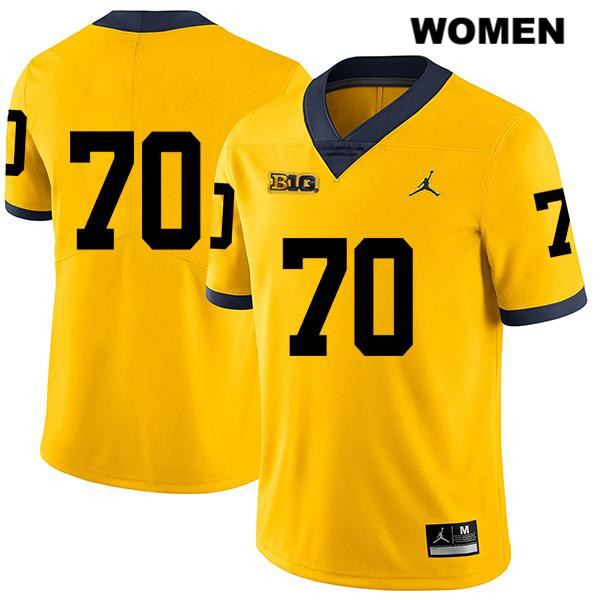 Women's NCAA Michigan Wolverines Jack Stewart #70 No Name Yellow Jordan Brand Authentic Stitched Legend Football College Jersey XV25R16TY